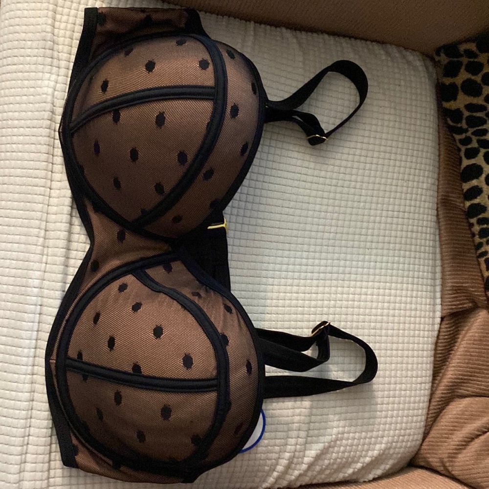 Black and Brown Polka Dot Women's Swim Top